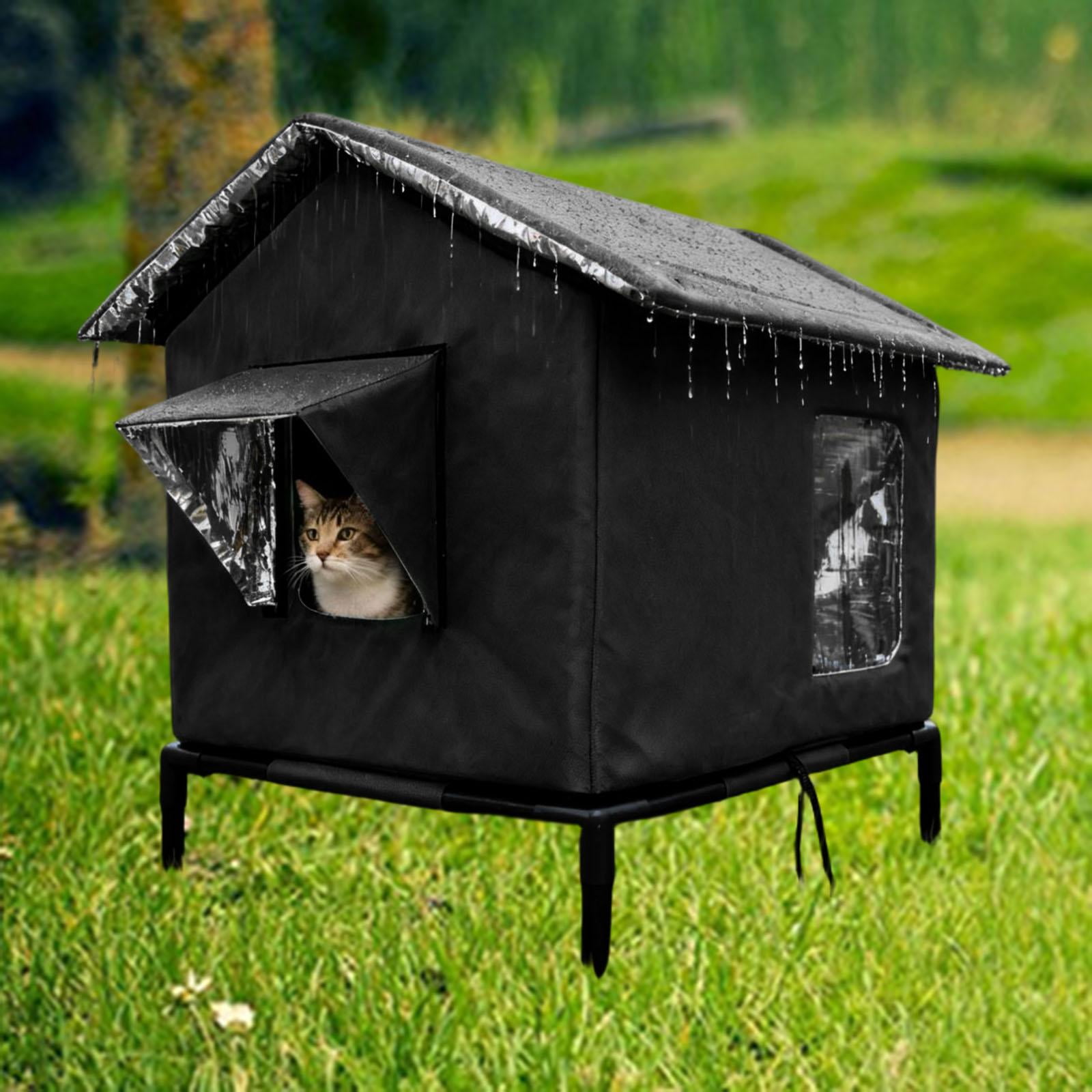 EHJRE Outdoor Cat House Feral Shelter Insulated Waterproof Tent Windproof Portable Kitty Enclosure with Oxford Cloth And Aluminum Foil for Community Porch G L