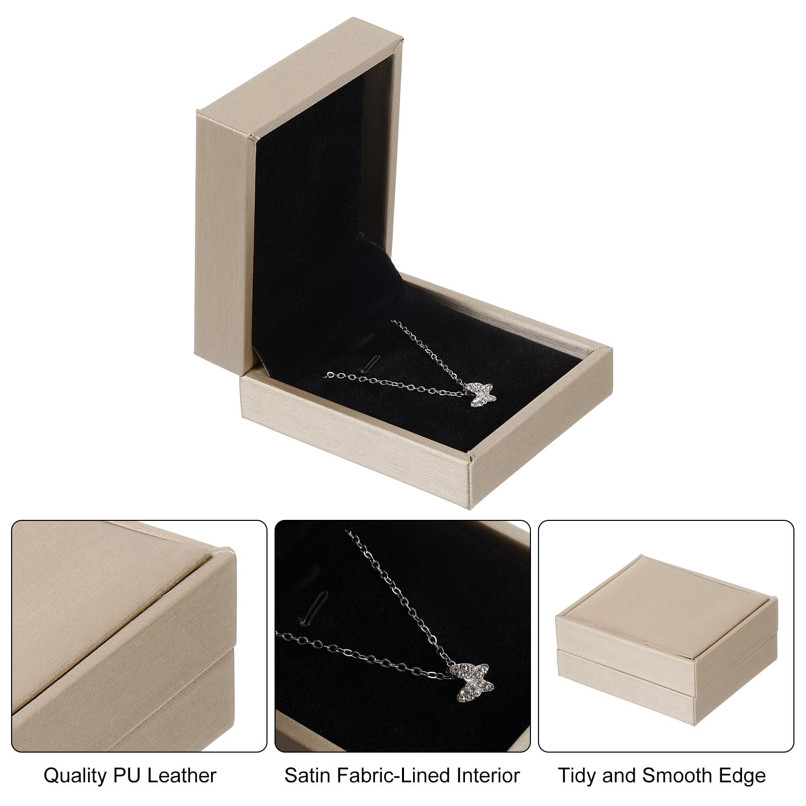 Unique Bargains Leather Jewelry Pendant Box for Vintage Storage and Gifts Gold