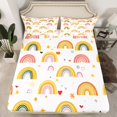 thumbnail image 2 of Feelyou Orange Rainbow Child Twin Sheet Sets, Stars Love Heart Bedding, 3pcs, 2 of 7