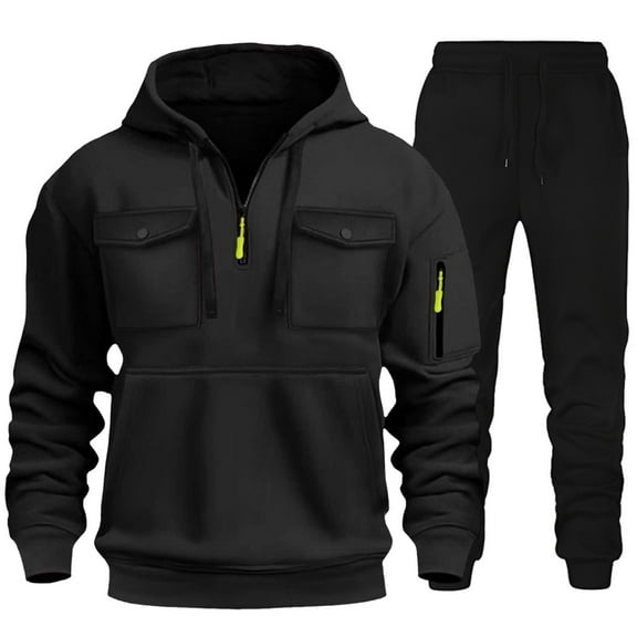 BOOMNY Mens Track Suits Solid Color Hoodies Sweatpants 2Pcs Gym Sweat Suits Running Jogging Fall Winter Athletic Tracksuit Outfits