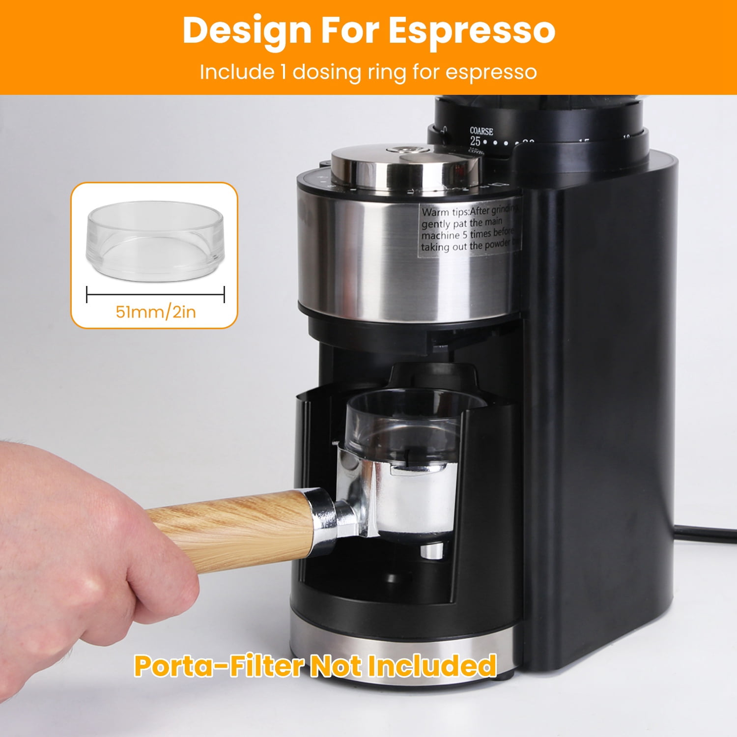 Conical Burr Coffee Grinder, Electric Espresso Coffee Bean Grinder for Home, 25 Precise Grind Settings, for Drip Percolator French Press Espresso Cold Brew Pour Over, Black