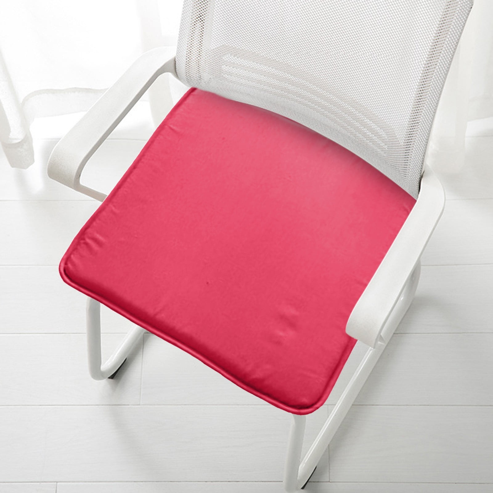 Square Seat Cushions - Pure Color Sponge Chair Pads Chair Pillow Cushion with Anti-Slip Ties for Kitchen, Dining, Office Chairs, Tatami, Red