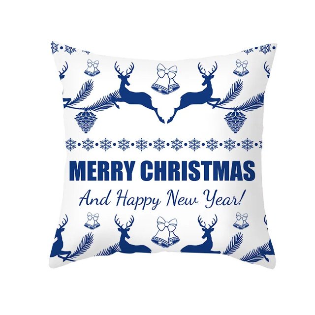 Funda de cojín geométrica azul para Navidad, decoración nórdica moderna, adorno navideño, regalo de Año Nuevo, 2022