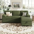 thumbnail image 3 of COPIAE 80 inch Convertible Sectional Sofa, L-Shaped Sofa Sleeper with Reversible Chaise,Couch Bed with Storage,Removable Armrest,Modern Pull Out Bed for Living Room Bedroom,Corduroy Green, 3 of 14