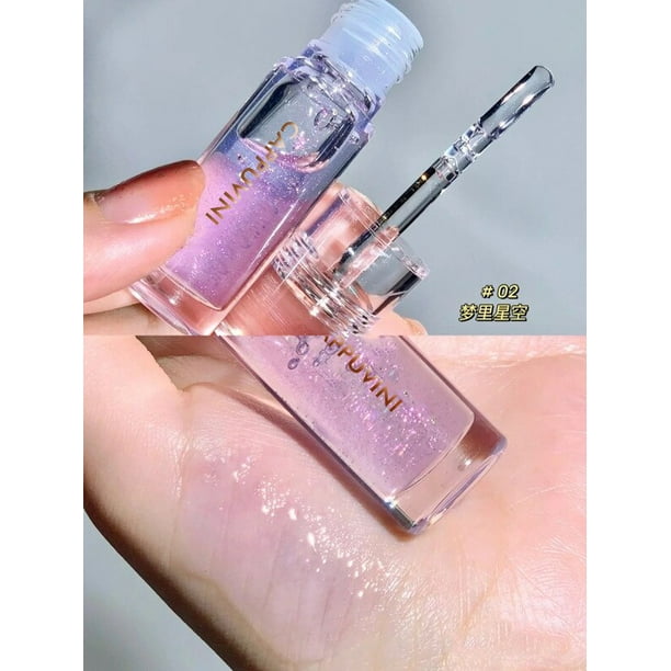 Brillo de labios de gelatina de cristal transparente, bálsamo labial hidratante brillante, aceite labial líquido, tinte de labios de sabor de fruta