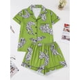 thumbnail image 3 of WIBACKER S-2XL Womens Pajamas Set Short Sleeve Button Down 2 Piece Tiger Loungewear Sets Tops and Shorts Sleepwear, 3 of 10