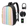 thumbnail image 3 of YFYANG 17" Laptop Backpack, Rainbow Line Pattern Fashion Travel Work Backpack with USB and Headphone Cable Interface for Men and Women, 3 of 8