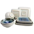 thumbnail image 3 of Gibson Elite Namastay 12 Piece Square Stoneware Dinnerware Set, Blue, 3 of 4