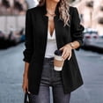 thumbnail image 5 of felwors Women’s Open Front Herringbone Blazer-Business Casual Long Sleeve Work Jacket with Full Lining and Padded Shoulders Black, L, 5 of 6