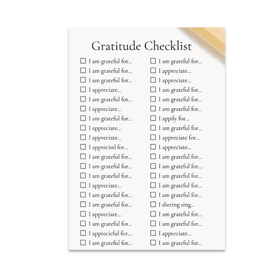Mindful Gratitude Checklist - Home Office Decor - 13x19 Poster Print