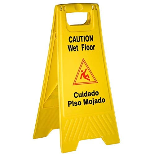 Tiger Chef Yellow Wet Floor Caution Sign, 2-Sided Fold-Out, Floor Safety Sign, Caution Wet Floor 24-inch by 12-inch Cuadado Piso Mojado (24)