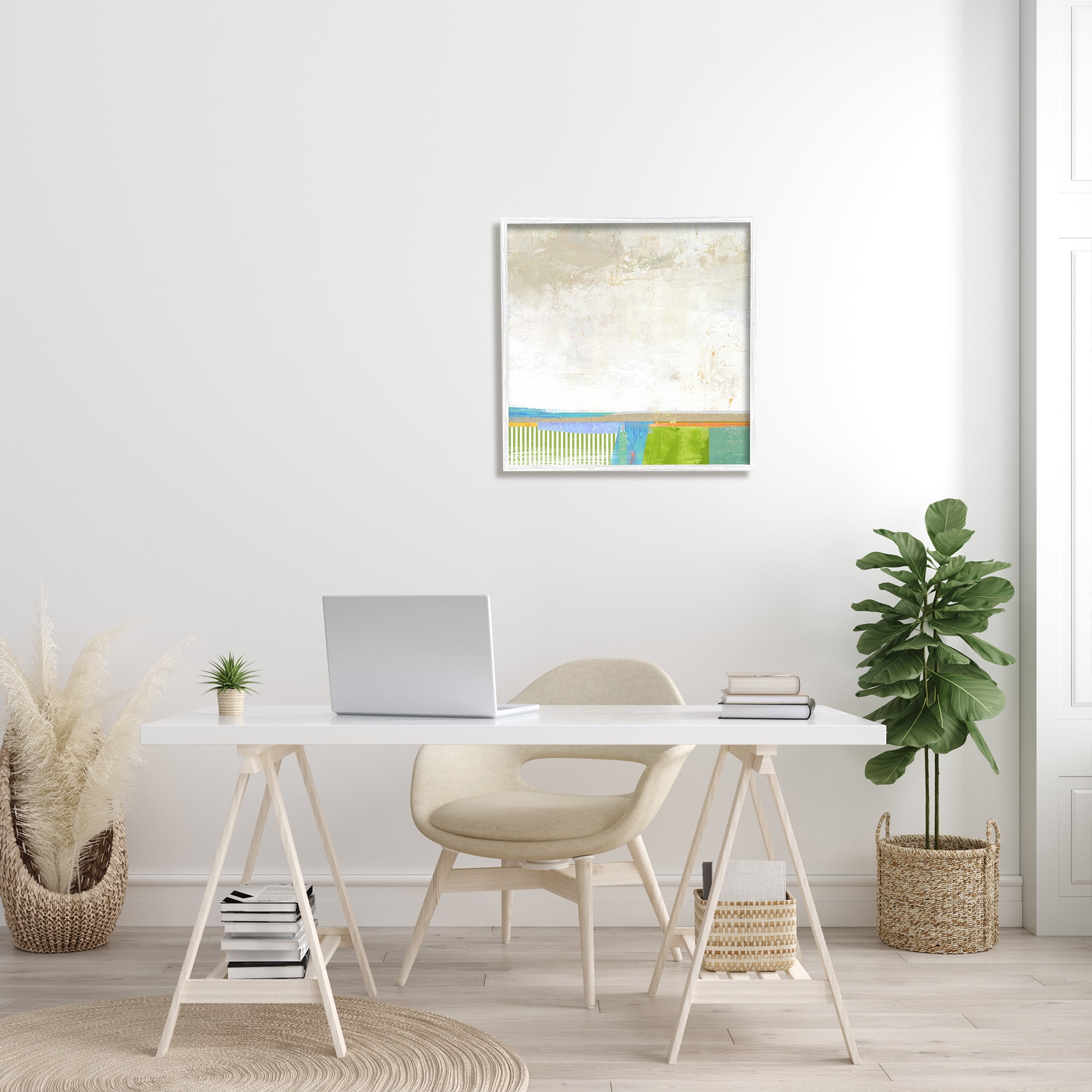 Stupell Home Décor Industries Abstract Geometric Open Landscape Green Blue Beige 24 x 24 Designed by Suzanne Nicoll