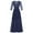 Blue, variant on Meichang Womens Sexy V Neck Bridesmaid Dresses 3/4 Sleeves Lace Tulle Wedding Guest Dresses Solid Color Formal Evening Party Maxi Dresses Prom Cocktail Dresses