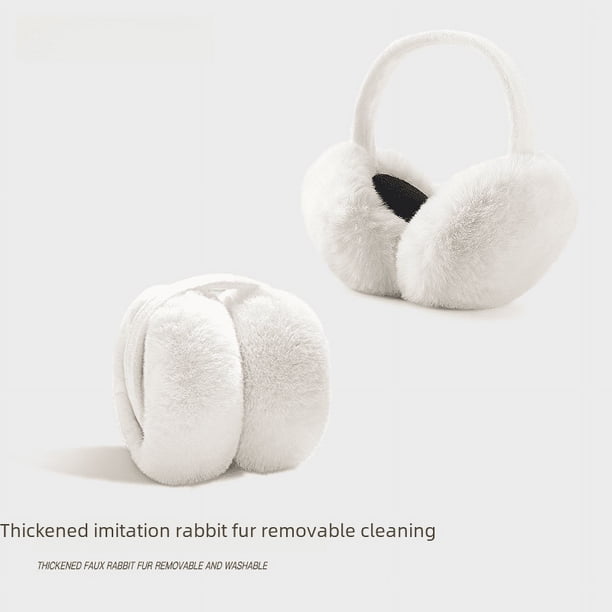 Orejeras de invierno para mujer, gruesas, cálidas, de felpa, resistentes al viento, extraíbles, lavables, plegables, esponjosas