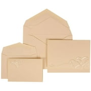 JAM Paper Wedding Invitation Combo Sets, 1 Small & 1 Large, Ivory Card with Ivory Envelope and Entwined Hearts, 150/pack