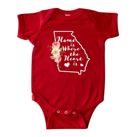 

Inktastic Georgia Home is Where the Heart is with Watercolor Floral Gift Baby Boy or Baby Girl Bodysuit