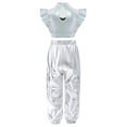 thumbnail image 2 of Nyeemya Kids Girls Jazz Hip Hop Dance Outfit Shiny Metallic Crop Top with Jogger Pants Set for Stage Performance Silver 16, 2 of 6