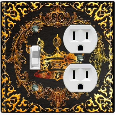 Metal Light Switch Plate Cover Elegant Black Crown Frame FRA021