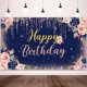 thumbnail image 1 of Decoraciones de fondo de feliz cumpleaños para mujeres, suministros para fiestas, fondo de rosas, fotografía para niñas y niños, pancarta floral con purpurina, decoración para bodas y baby shower., 1 of 7