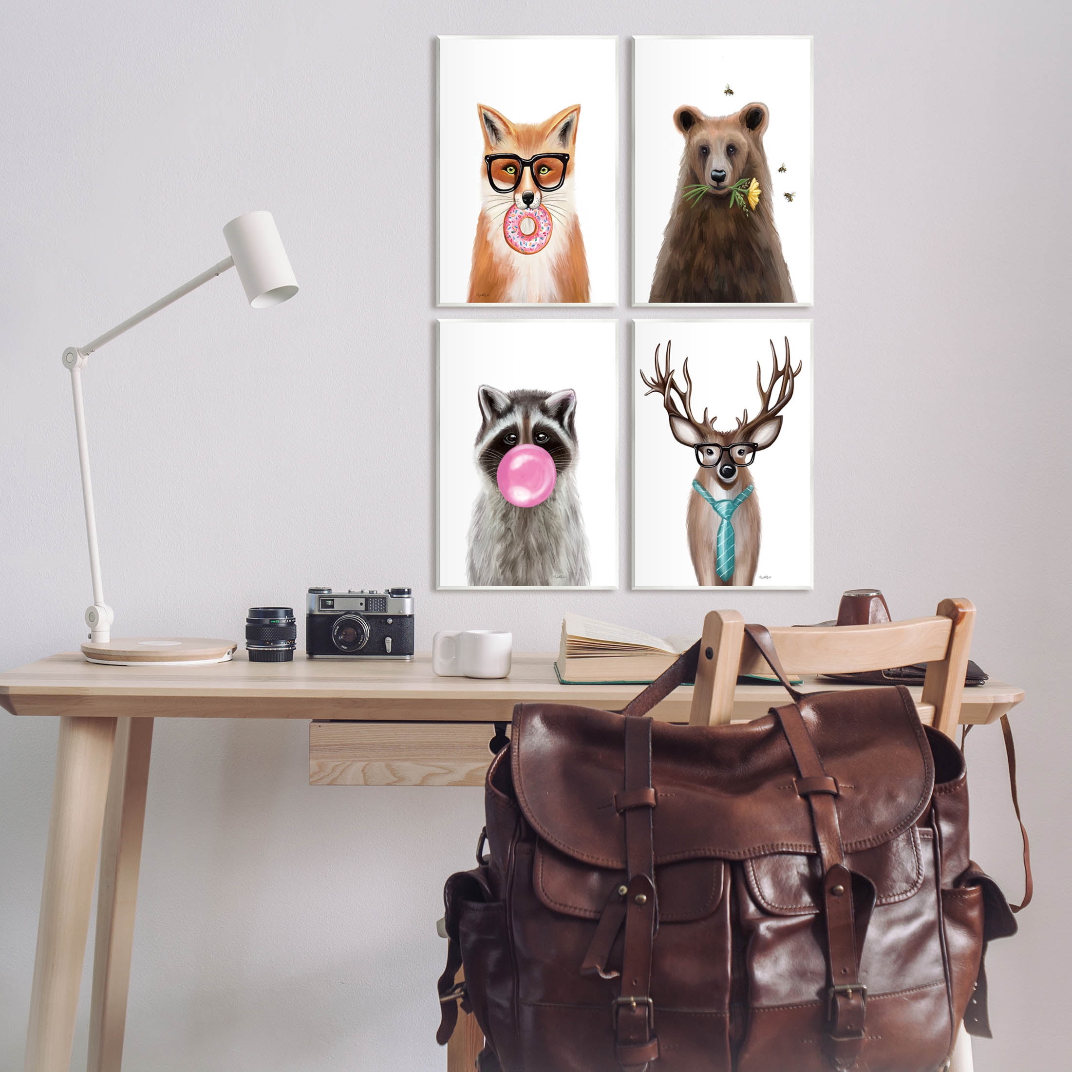 Stupell Industries Quirky Woodland Animal Portraits Graphic Art Unframed Art Print Wall Art, Set of 4, Design by Elizabeth Tyndall