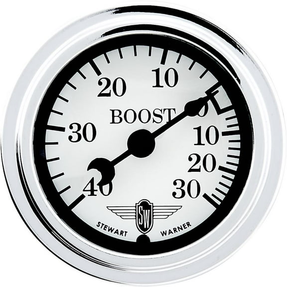 Stewart Warner 82491 Wings Boost Gauge, White