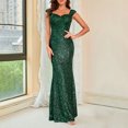 thumbnail image 4 of Formal Dresses for Women Evening Party Prom Elegant Sequin Tank Long Mermaid Dresses Sleeveless V-Neck Solid 2023 Summer Maxi Dress Green s, 4 of 7