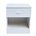 thumbnail image 2 of Nightstand for Bedrooms, One Drawer One Door Bedroom Side Table Bedside Table, E1 Particle Board Dressers, Stable Chest of Drawers, Compact Storage Drawers, Holds up to 150 lbs, White, Q3088, 2 of 8