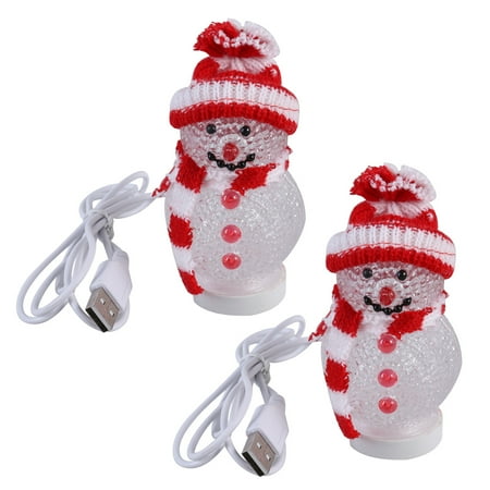 

HOMEMAXS 2 Pcs USB Charging Night Light Christmas Colorful Glowing Snowman Cartoon Christmas Snowman Light up Lamp for Bedroom Living Room
