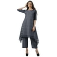 thumbnail image 2 of Moomaya Ensemble Kurti Asymétrique Imprimé pour Femme Grande Taille, Chanderi en Coton, 1 Unité, 2 of 6