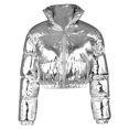 thumbnail image 4 of Luwomo Down Jackets for Womens Fall and Winter Stamping Clothes Cropped Long Sleeve Hooded Outerwear Tops Silver,XL, 4 of 4