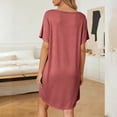 thumbnail image 4 of Bovxnpu Nightgowns for Women Short Sleeve Sleepshirt Loungewear Cotton Soft Pleated Long Nightgown Sleepwear, 4 of 8