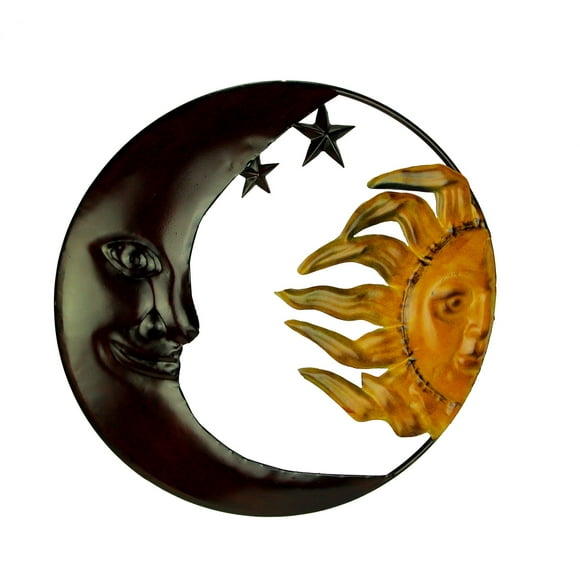 Décoration Murale Extérieure Intérieure en Métal Art Céleste Soleil et Lune