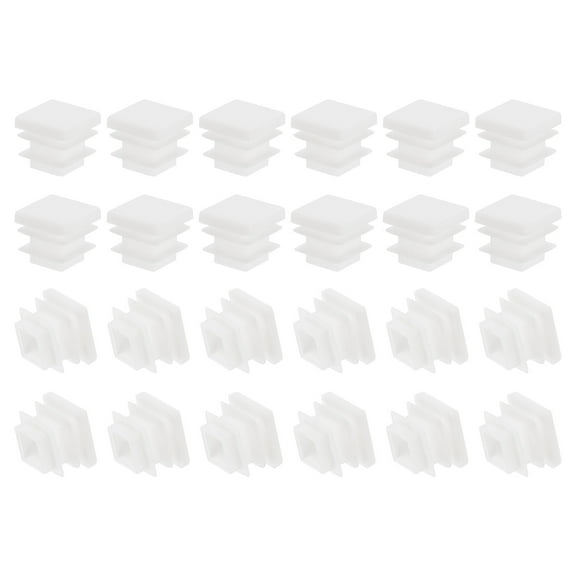 Uxcell Square Plastic Plug, 24 Pcs 5/8 Inch/16mm Tubing Insert End Caps, White