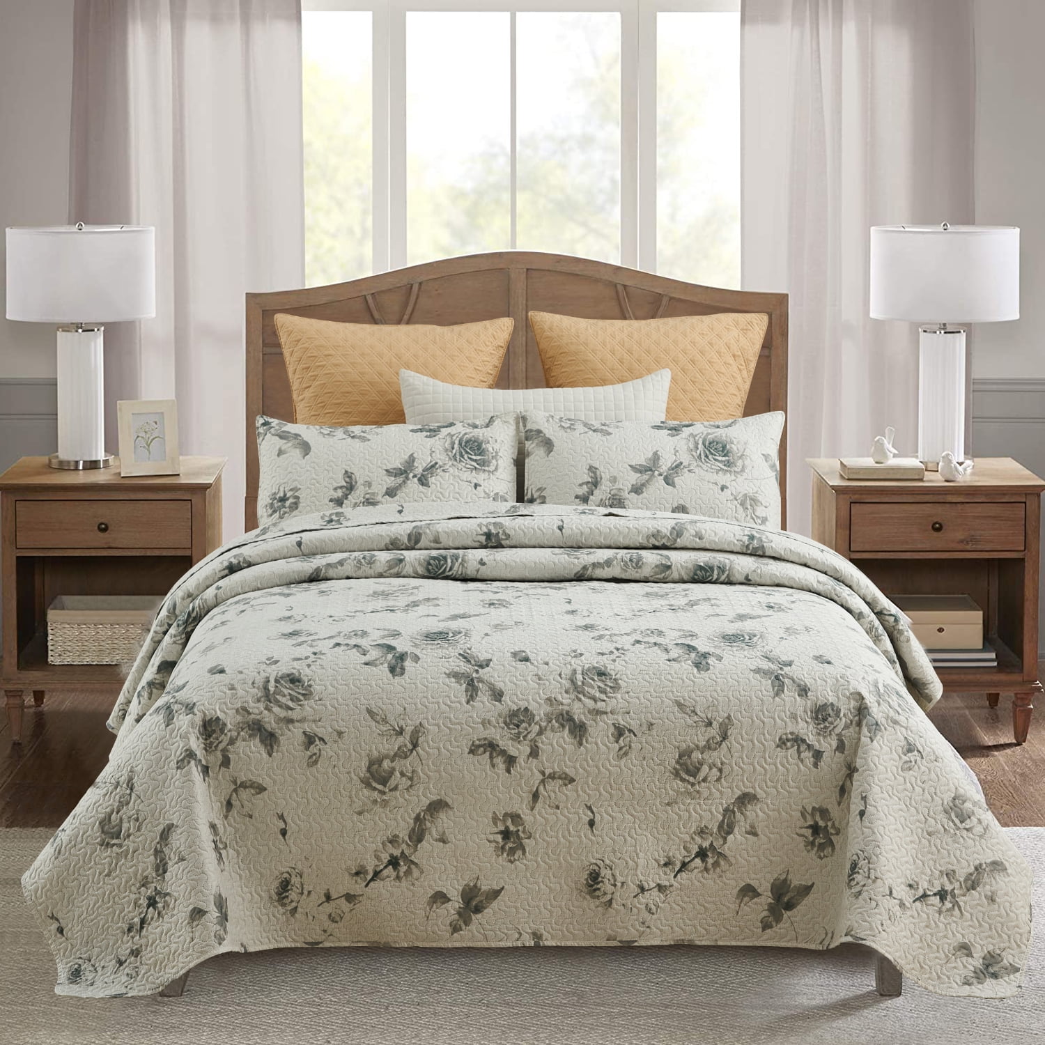 JML 3 Piece Queen Quilt Set 1 Quilt & 2 Shams, Soft Lightweight Coverlet Set, 88"x92"