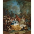 thumbnail image 2 of Charles-André van Loo 15x17 Black Ornate Wood Framed Double Matted Museum Art Print Titled - Halt of the Hunt (ca. 1737), 2 of 5