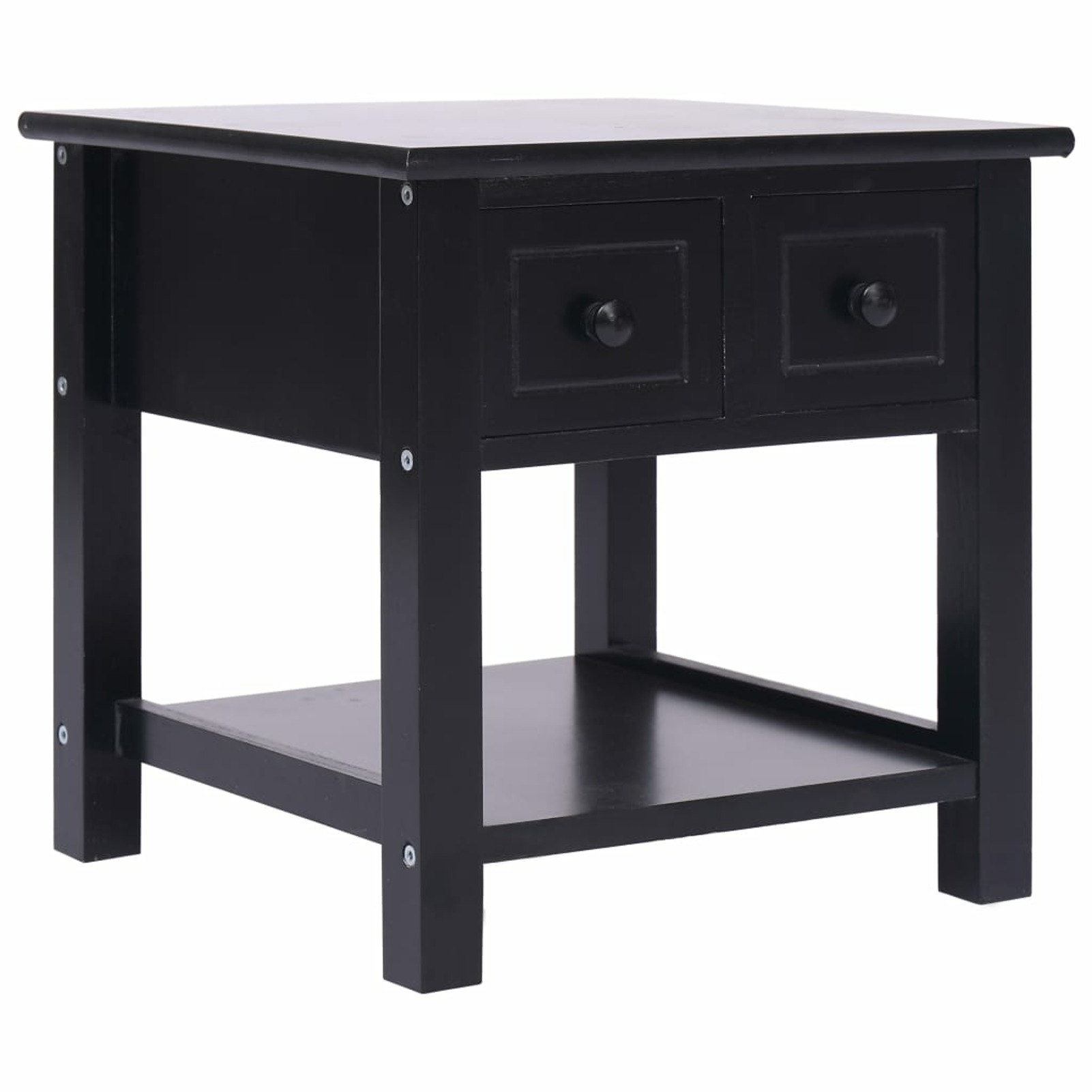 Anself Side Table with 2 Storage Drawers and Bottom Sehlf Paulownia
