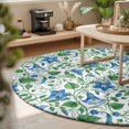 thumbnail image 3 of Round Area Rugs 4Ft, Blue Green Botanical Non-Slip Washable Circle Rugs Carpet, Watercolor Spring Floral Summer Indoor Outdoor Rug Floor Mats Throw Runner for Bedroom Living Room Bathroom, 3 of 8