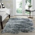 thumbnail image 2 of SAFAVIEH Sheep Skin Tiana Sheep Skin Area Rug, Steel Blue, 3' x 5' Specialty, 2 of 3