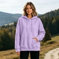 thumbnail image 2 of Nestiefly Womens Hoodie Sweatshirt Oversized Lightweight Loose Long Sleeve Pullover Hooded Sweatshirt With Pockets Light Purple L, 2 of 6