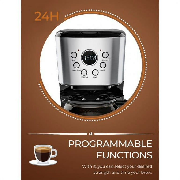 Empstorm 12 Cup Programmable Drip Coffee Maker - 1000W Fast Brew Coffee  Machine with Glass Carafe, Auto Shut Off & 4-Hour Keep Warm, Anti-Drip  System