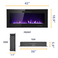thumbnail image 3 of Prominence Home 42x19" Electric Remote Controlled LED Wall Mount Fireplace with Adjustable Heat and Brightness Settings, 3 of 13