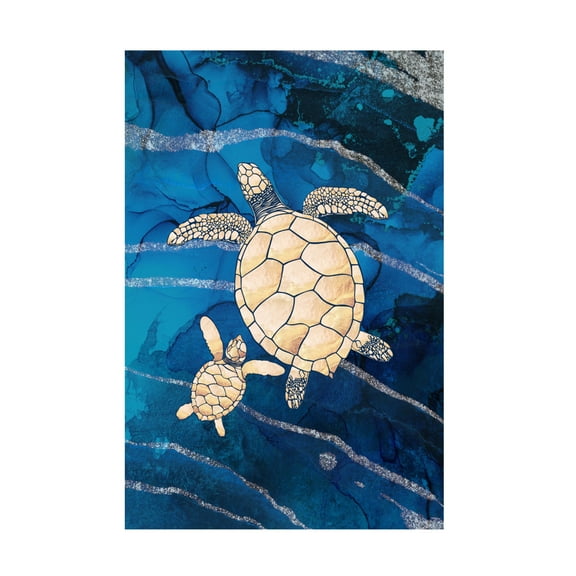 Trademark Fine Art Sarah Manovski Gold turtles swimming Canvas Wall Art