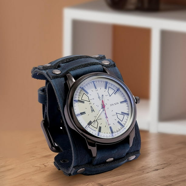 Reloj de para hombre ligero de primera ancho de banda de 5 cm joyeria punk azul retro Zulema reloj de pulsera Walmart en linea