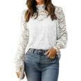 thumbnail image 3 of Zeagoo Lace Long Sleeve Top Womens Puffy Sleeve Dressy Casual Shirts Sexy Going Out Date Night Blouses, 3 of 8