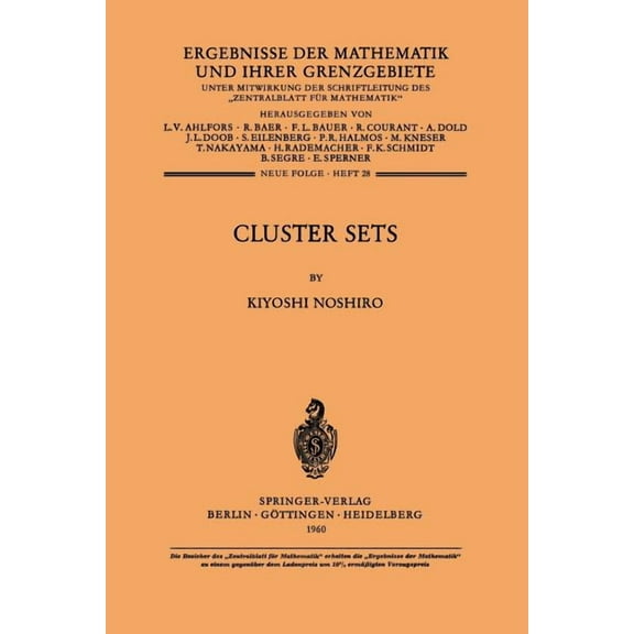 Ergebnisse Der Mathematik Und Ihrer Gren Cluster Sets, Book 28, (Paperback)