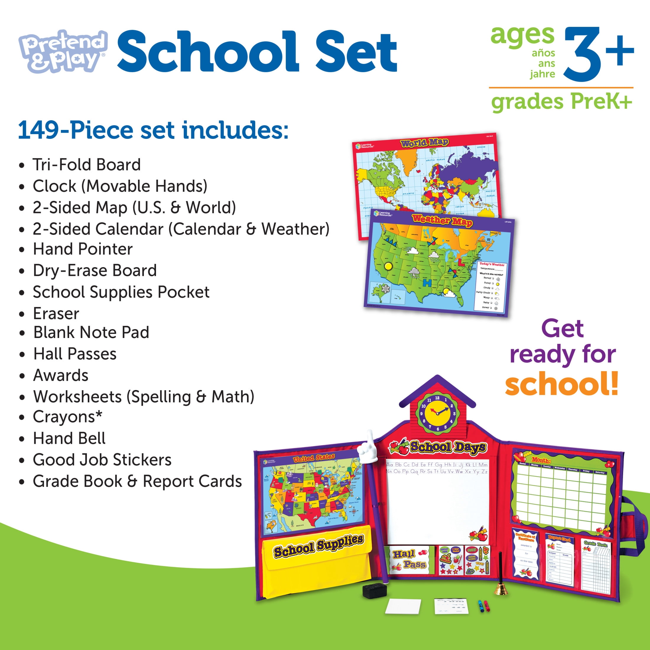 Learning Resources Pretend & Play School Set, Preschool Toys, Ages 3+