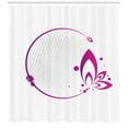 thumbnail image 3 of Floral Shower Curtain, Simplistic Flower Branch in Circular Floral Form Leaves Feminine Blossom Print, Fabric Bathroom Set with Hooks, 69W X 70L Inches, Purple Magenta, by Ambesonne, 3 of 3