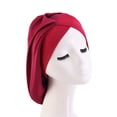 thumbnail image 4 of Bonnets de Nuit en Soie Imprimée, Design Floral, Mode Multicolore, Douceur, Turban en Satin, Rouge Vin Pur, 4 of 6