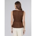 thumbnail image 3 of INSPIRE CHIC Women's  Sleeveless Peplum Top Faux Suede Boat Neck Business Casual Blouse with Belted 2XL Coffee Brown, 3 of 5