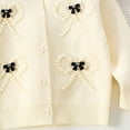 thumbnail image 6 of Lorytime Girls Cardigan Sweater size 4-6 Kids Bow Tops Button Crewneck Long Sleeve Knitwear Spring Outwear Beige 130, 6 of 6